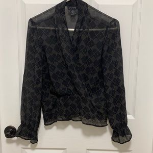 The Limited 💯 silk blouse V-neck cross fabric fr